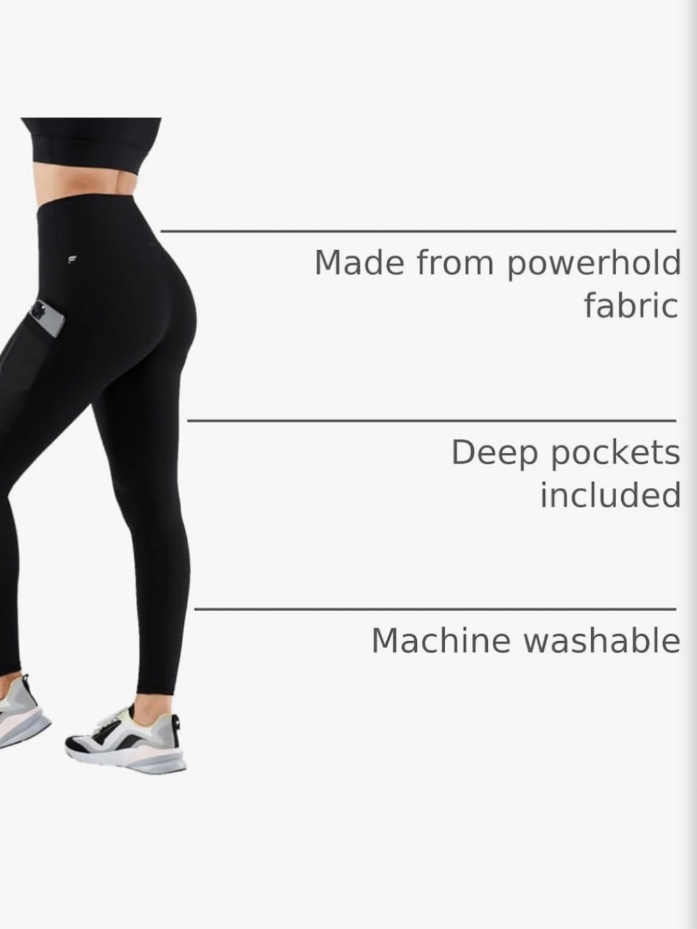 Fabletics PowerHold Black High-Waisted Leggings with Side Pockets - Picture 4 of 7